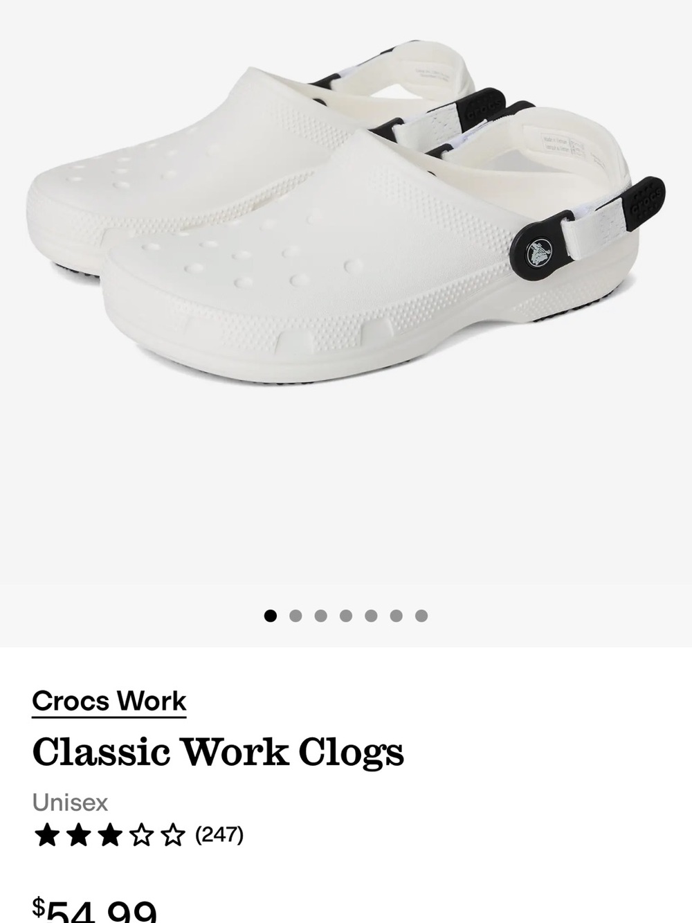 CROCS Classic Work Clogs - White with Black Strap